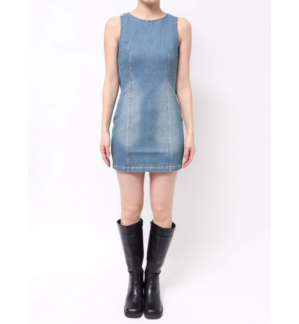 EVRIS「バックリボンオープンデニムミニワンピース」|ワンピース|