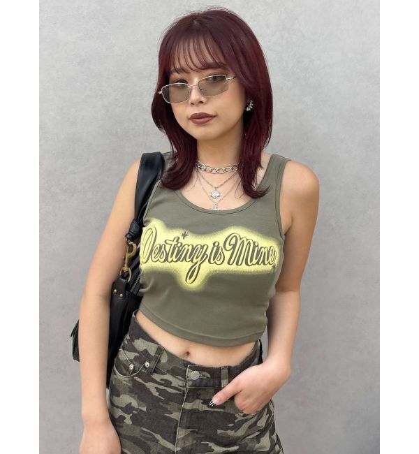 EVRIS「スプレーグラフィックタンクトップ」|タンクトップ|カーキ