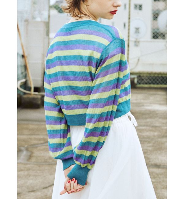 jouetie「ボーダーシアーニットカーデ」|カーディガン|