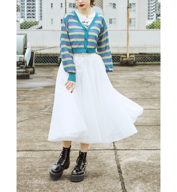 jouetie「ボーダーシアーニットカーデ」|カーディガン|