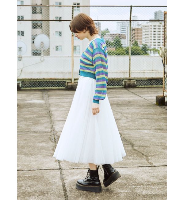 jouetie「ボーダーシアーニットカーデ」|カーディガン|