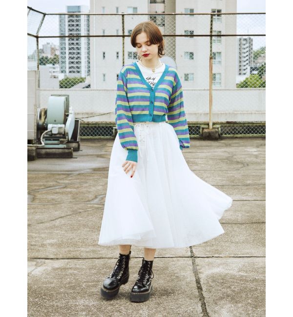 jouetie「ボーダーシアーニットカーデ」|カーディガン|