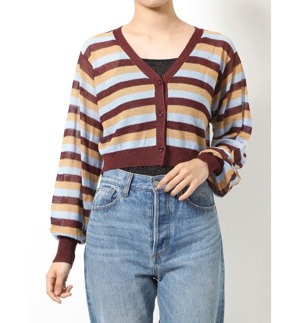 jouetie「ボーダーシアーニットカーデ」|カーディガン|