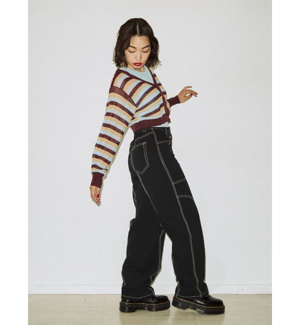 jouetie「ボーダーシアーニットカーデ」|カーディガン|