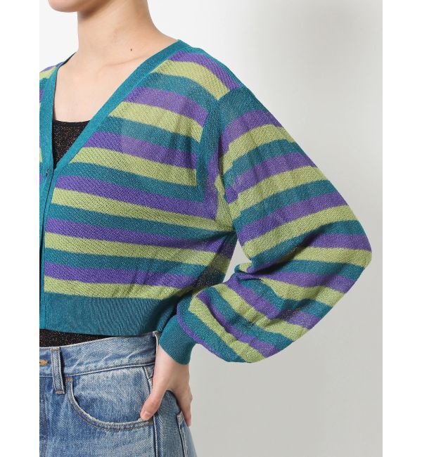 jouetie「ボーダーシアーニットカーデ」|カーディガン|