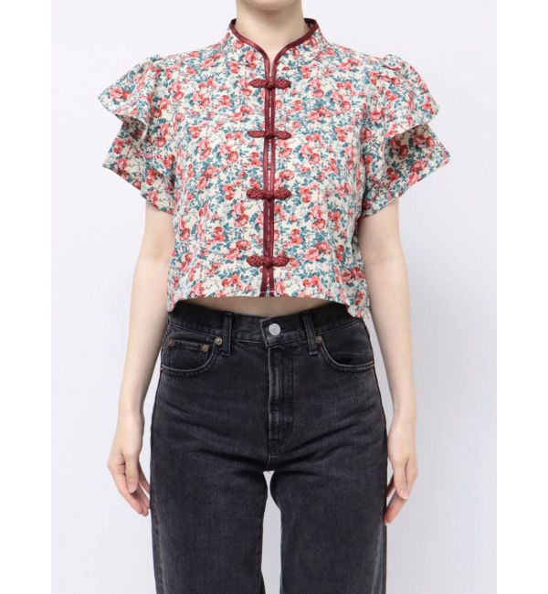 jouetie「ハーフスリーブショルダーフリルショートチャイナシャツ」|シャツ・ブラウス|