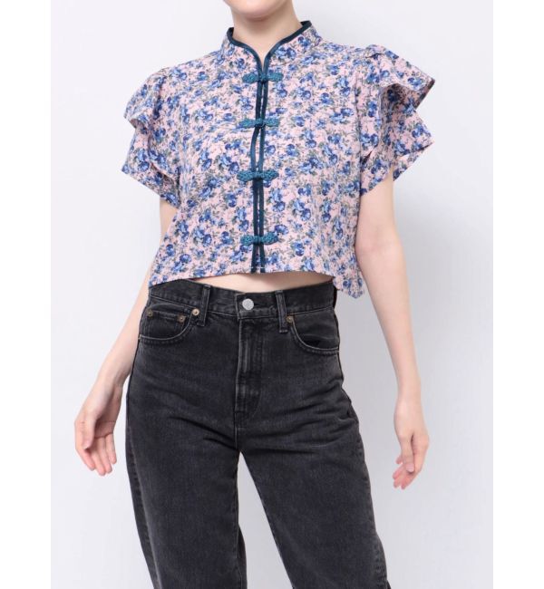 jouetie「ハーフスリーブショルダーフリルショートチャイナシャツ」|シャツ・ブラウス|