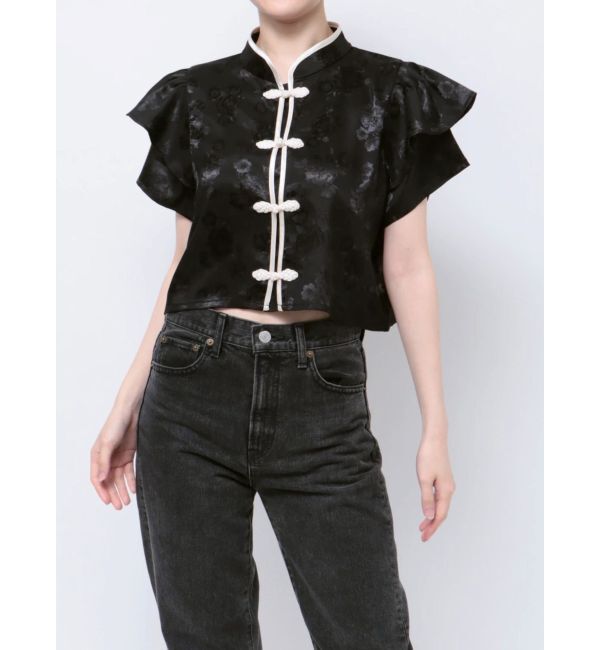 jouetie「ハーフスリーブショルダーフリルショートチャイナシャツ」|シャツ・ブラウス|