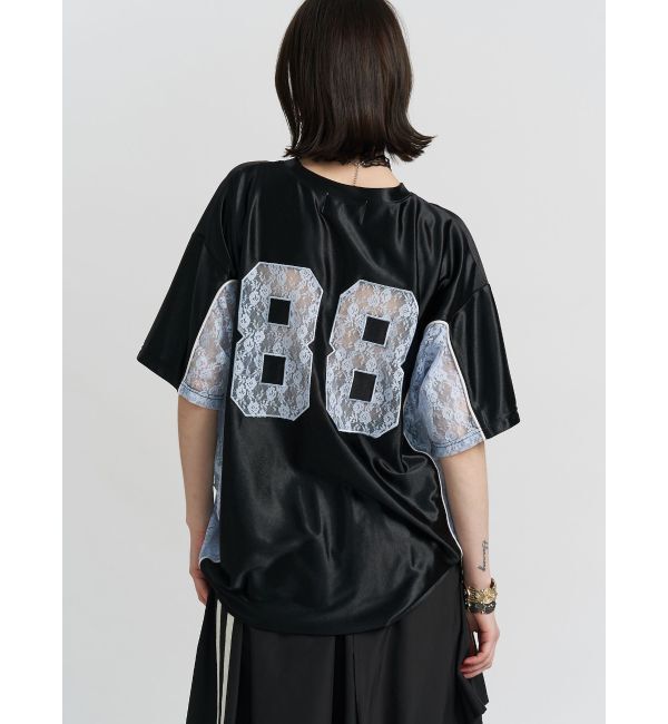 jouetie「レースナンバリングルーズトップス」|Tシャツ・カットソー|ブラック