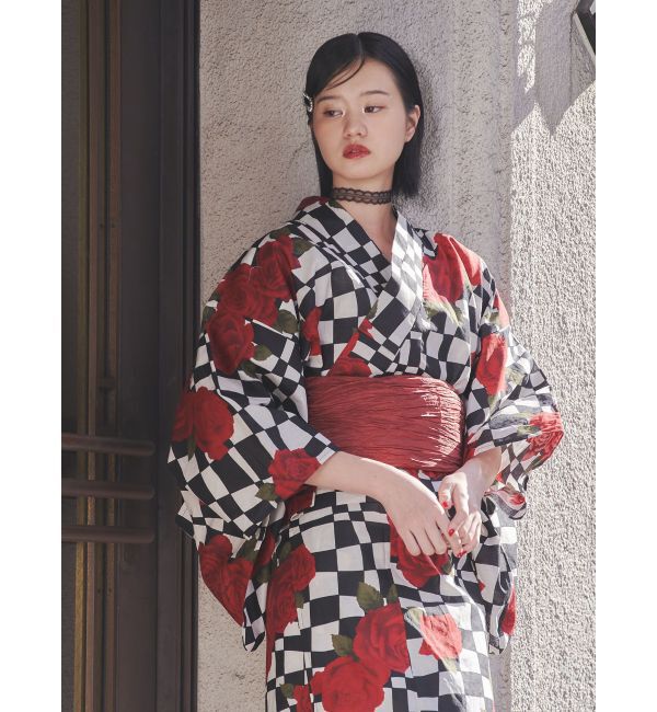 jouetie「【jouetieオリジナル】ローズチェッカーセパレート浴衣セット」|その他|