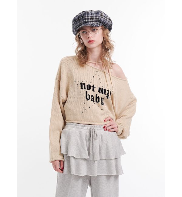 jouetie「ワンショルスタッズショートニット」|ニット・セーター|