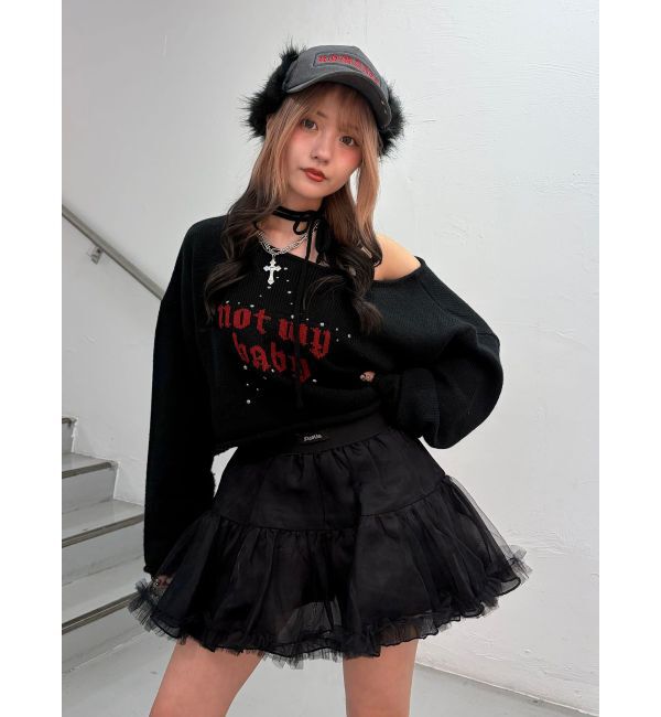 jouetie「ワンショルスタッズショートニット」|ニット・セーター|