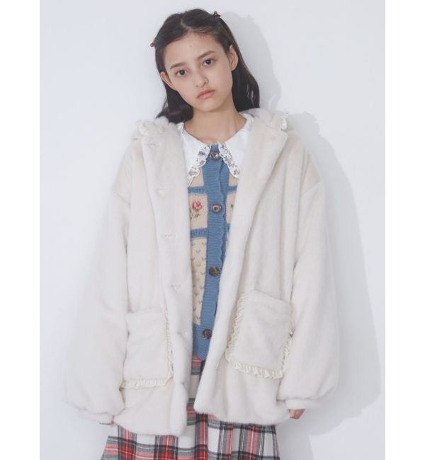 新品同様 merry jenny フリルーフェイクファージャケット フリルカラーフェイクファージャケット[品番：MKSW0047079]｜merry