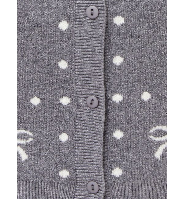 merry jenny「ribbon dotパフスリーブニットカーディガン」|カーディガン|