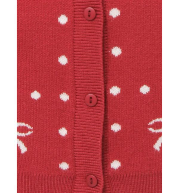 merry jenny「ribbon dotパフスリーブニットカーディガン」|カーディガン|