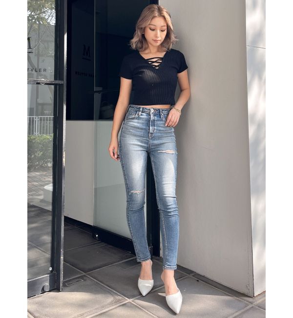 GYDA「ハイウエスト HIGH-END SKINNY デニムパンツ」|デニム|