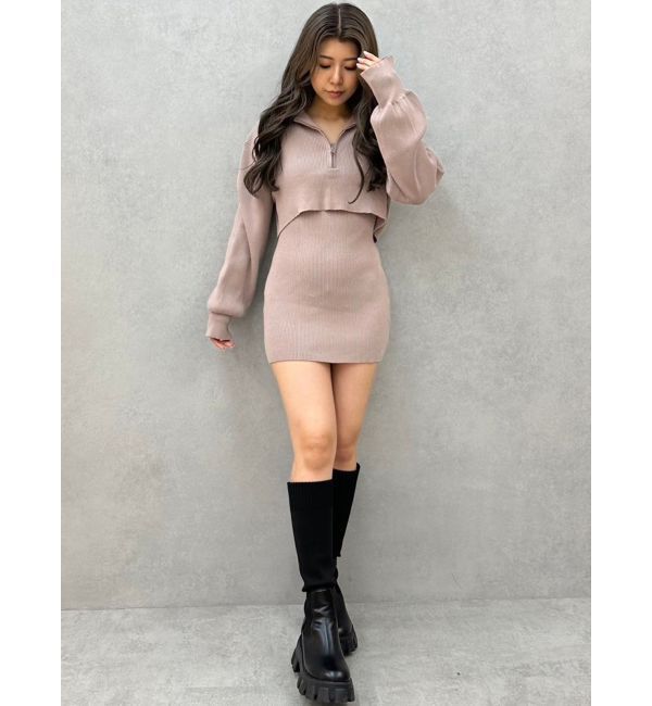 GYDA「GYGY two pieceレイヤードリブニットワンピース」|ワンピース|