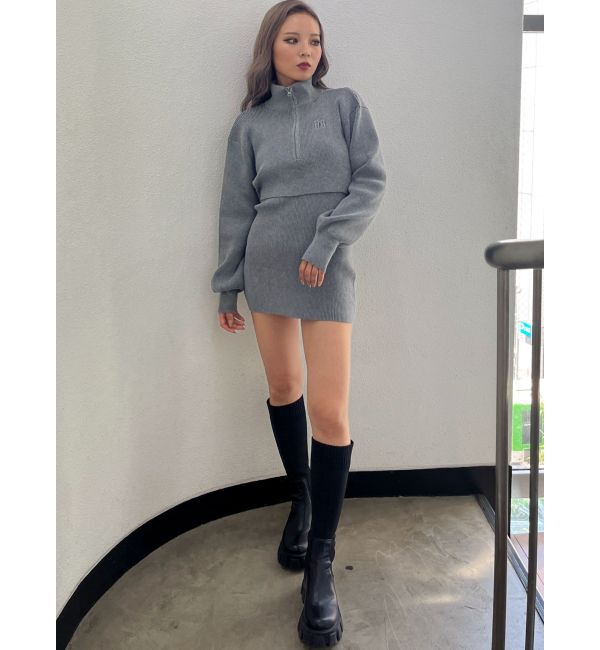 GYDA「GYGY two pieceレイヤードリブニットワンピース」|ワンピース|