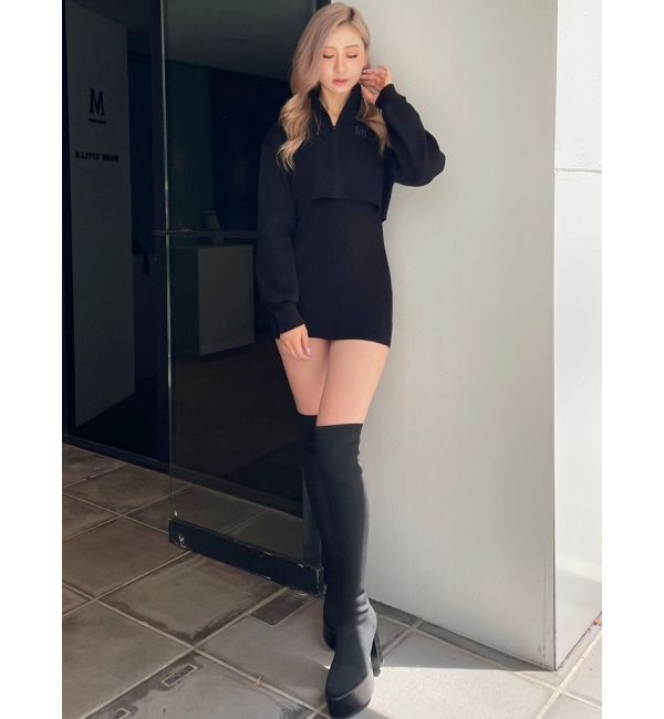 GYDA「GYGY two pieceレイヤードリブニットワンピース」|ワンピース|