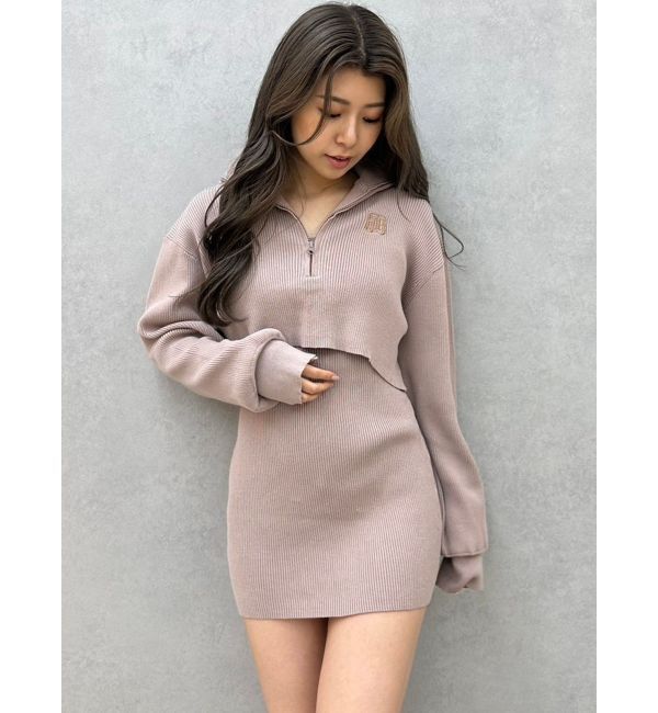 GYDA「GYGY two pieceレイヤードリブニットワンピース」|ワンピース|ピンク