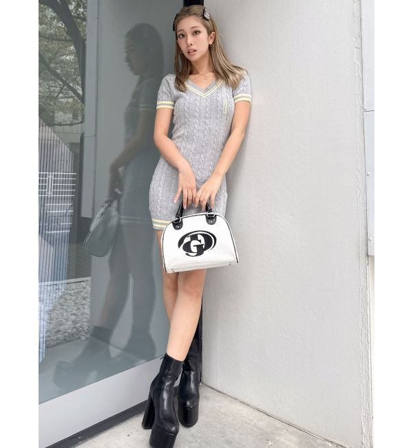 GYDA「POSHハーフスリーブケーブルニットワンピース」|ワンピース|