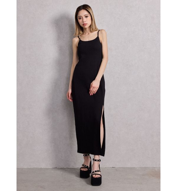 GYDA「SIDE スリットテレコキャミロングワンピース」|ワンピース|