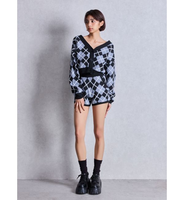 GYDA「アーガイルニットカーディガン」|カーディガン|