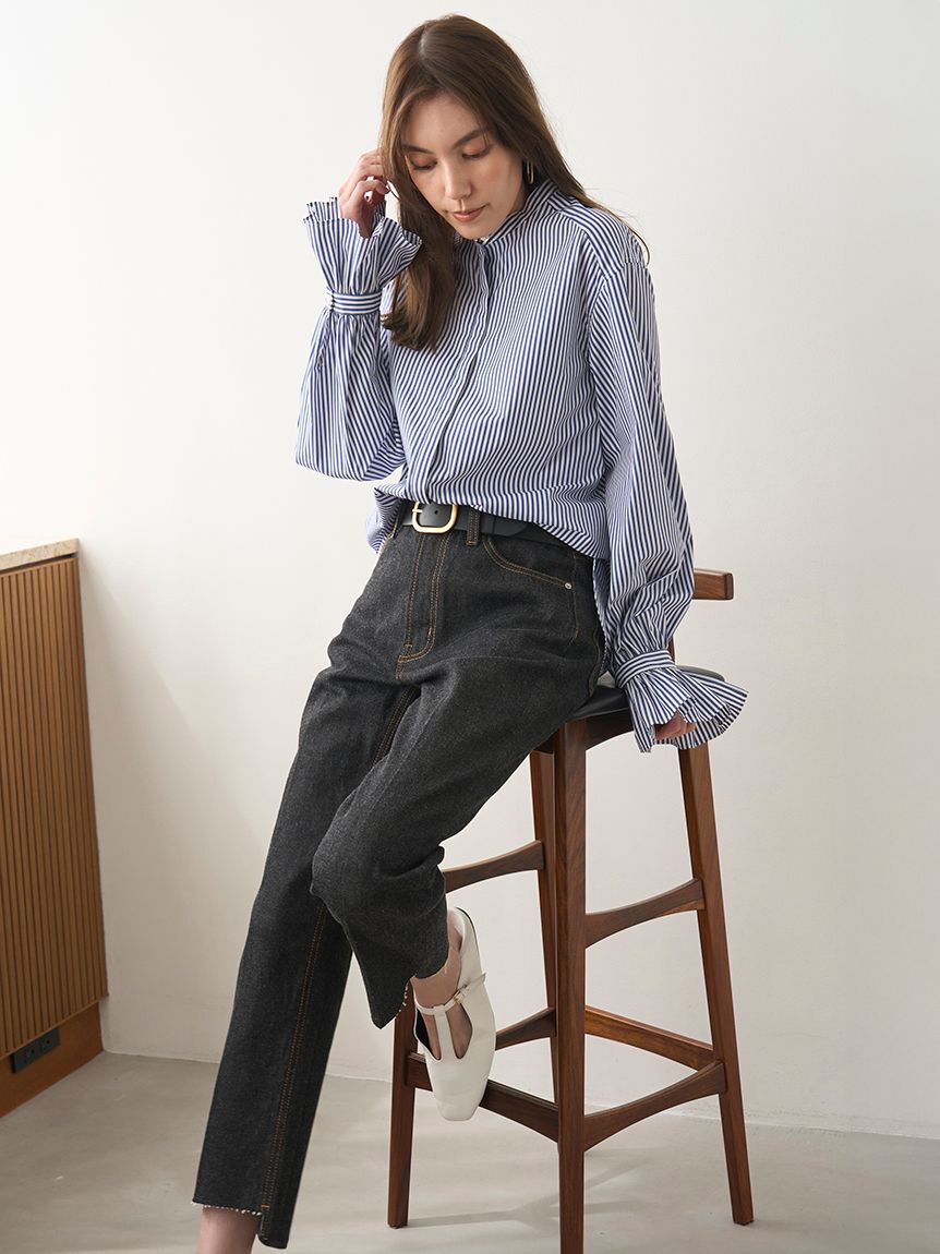 Mila Owen「裾段差テーパードデニムパンツ」|デニム|