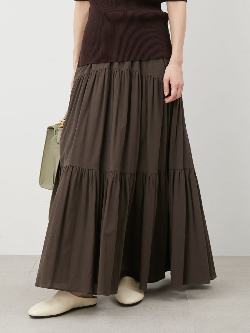 Mila Owen「マキシ丈ボリュームティアードスカート」|スカート|
