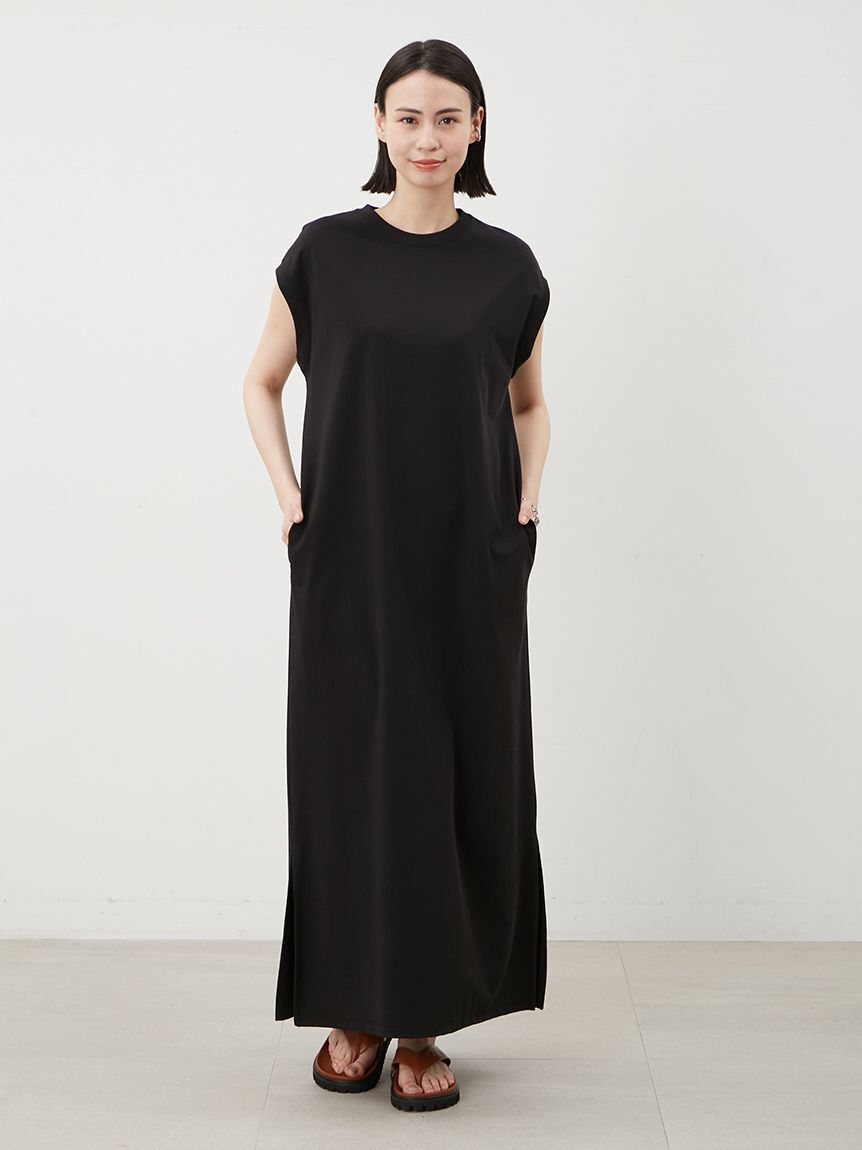 Mila Owen「フレンチスリーブサイドスリットカットワンピース」|ワンピース|BLK