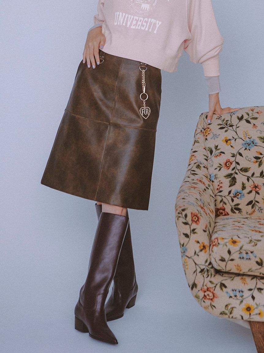 FURFUR「レザーライクミディスカート」|スカート|