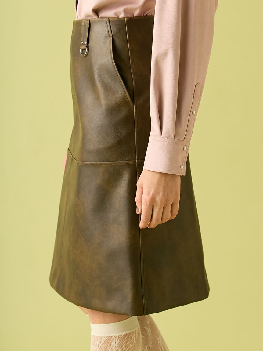 FURFUR「レザーライクミディスカート」|スカート|