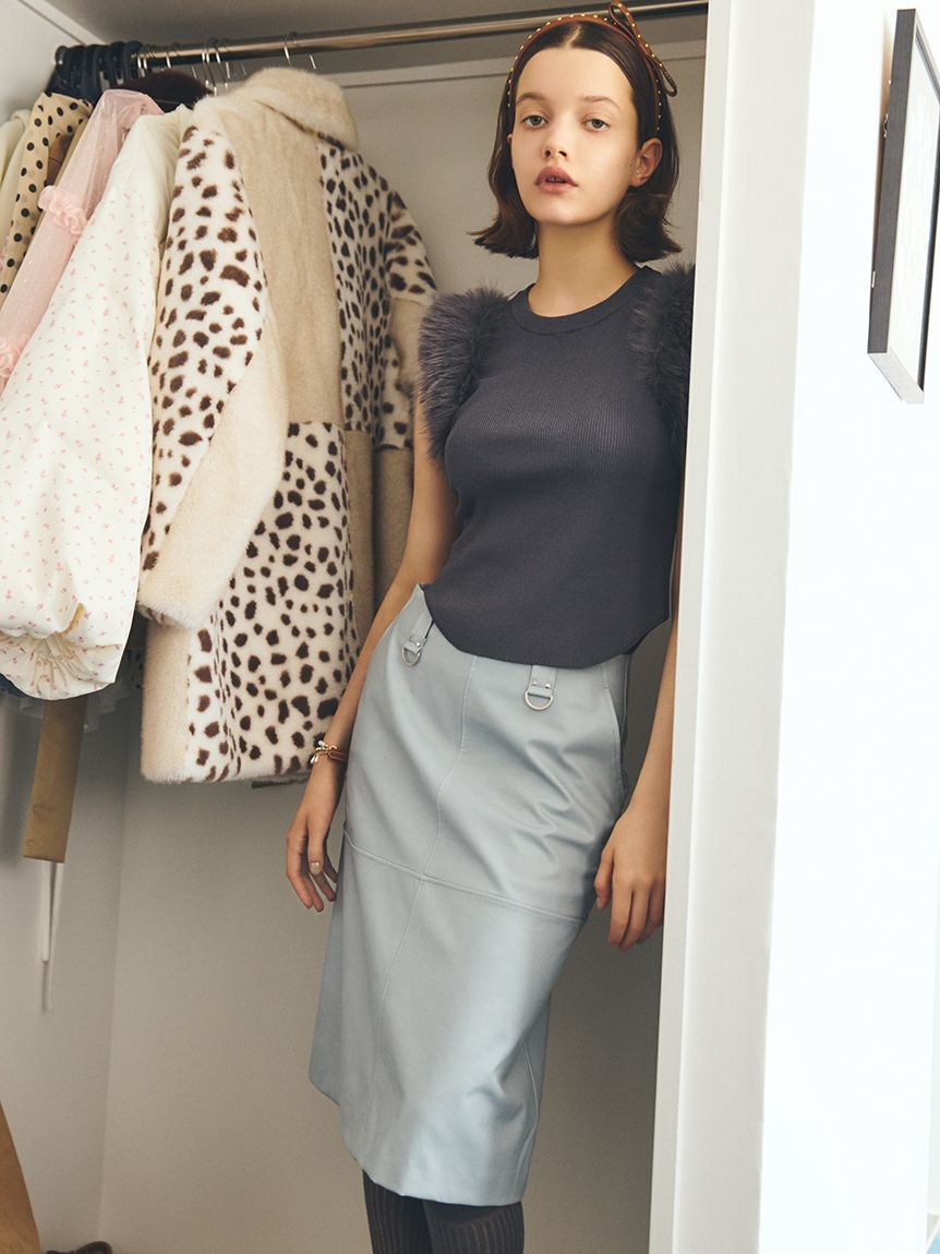 FURFUR「レザーライクミディスカート」|スカート|