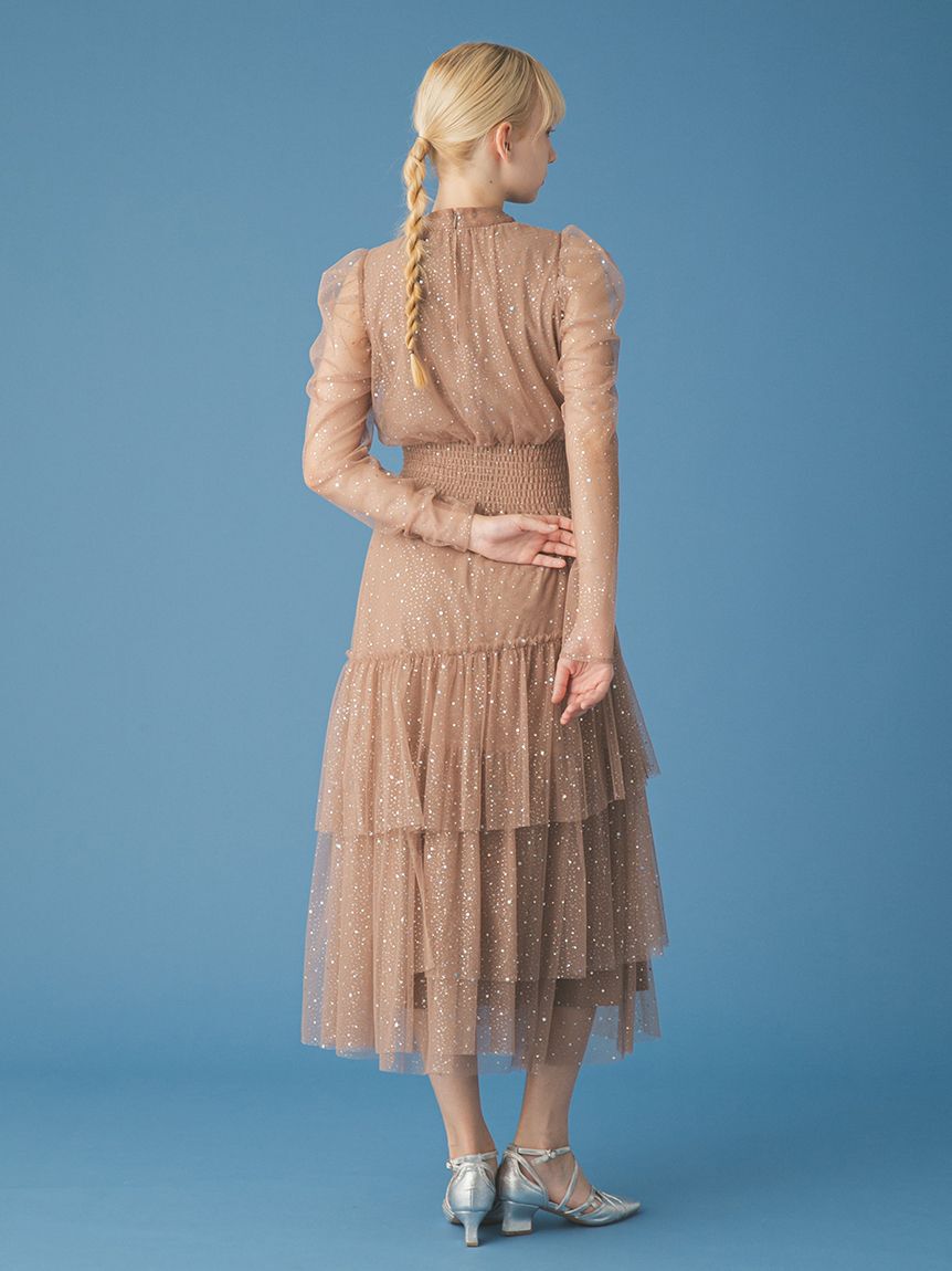 FURFUR「ロングスリーブラメチュールドレス」|ドレス|