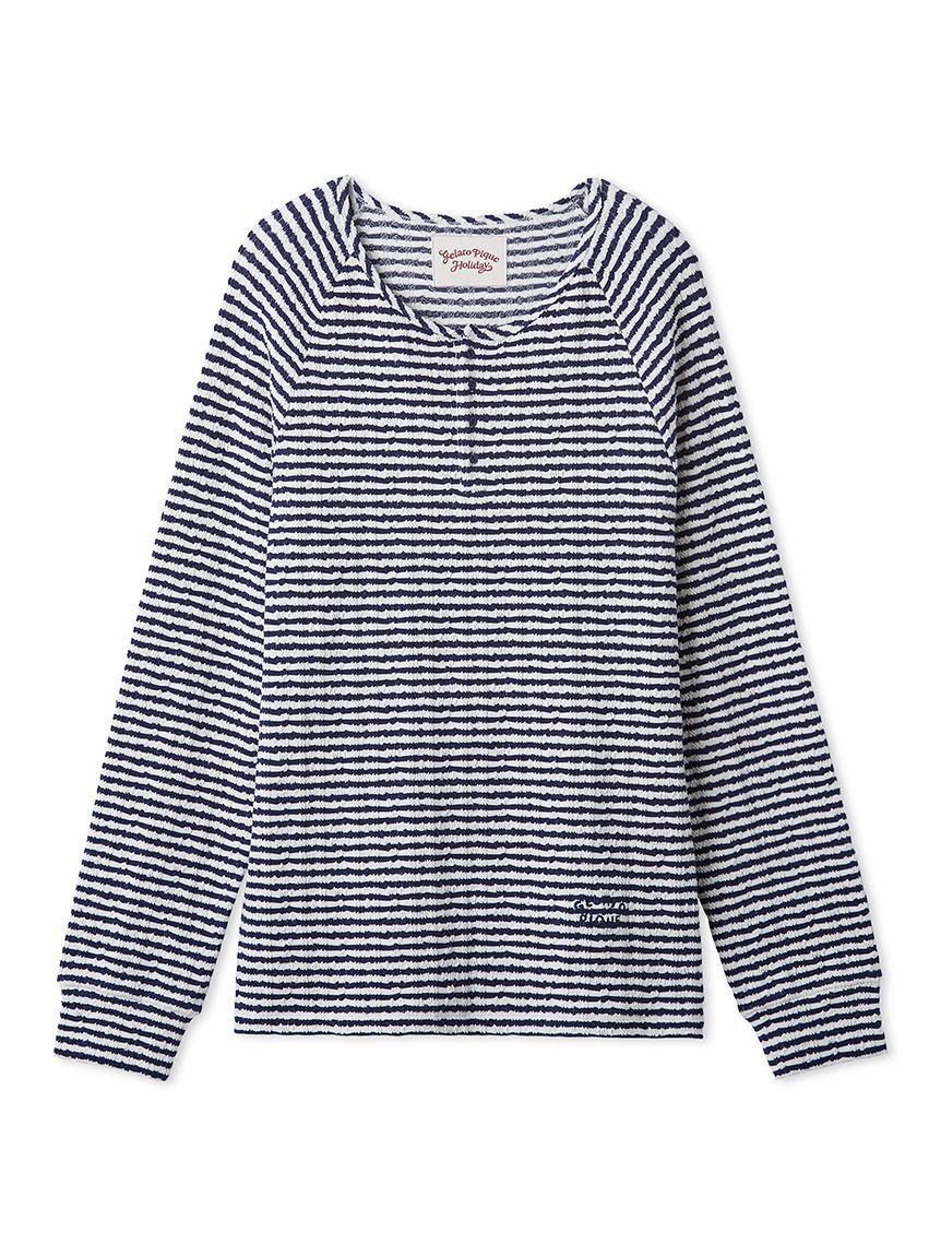 GELATO PIQUE HOMME「【HOLIDAY】【HOMME】ボーダーふくれジャガードロンT」|ルームウェア|