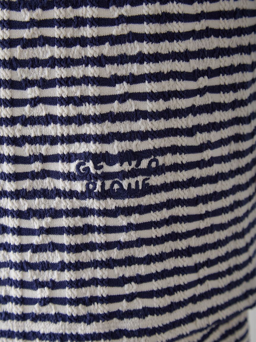 GELATO PIQUE HOMME「【HOLIDAY】【HOMME】ボーダーふくれジャガードロンT」|ルームウェア|