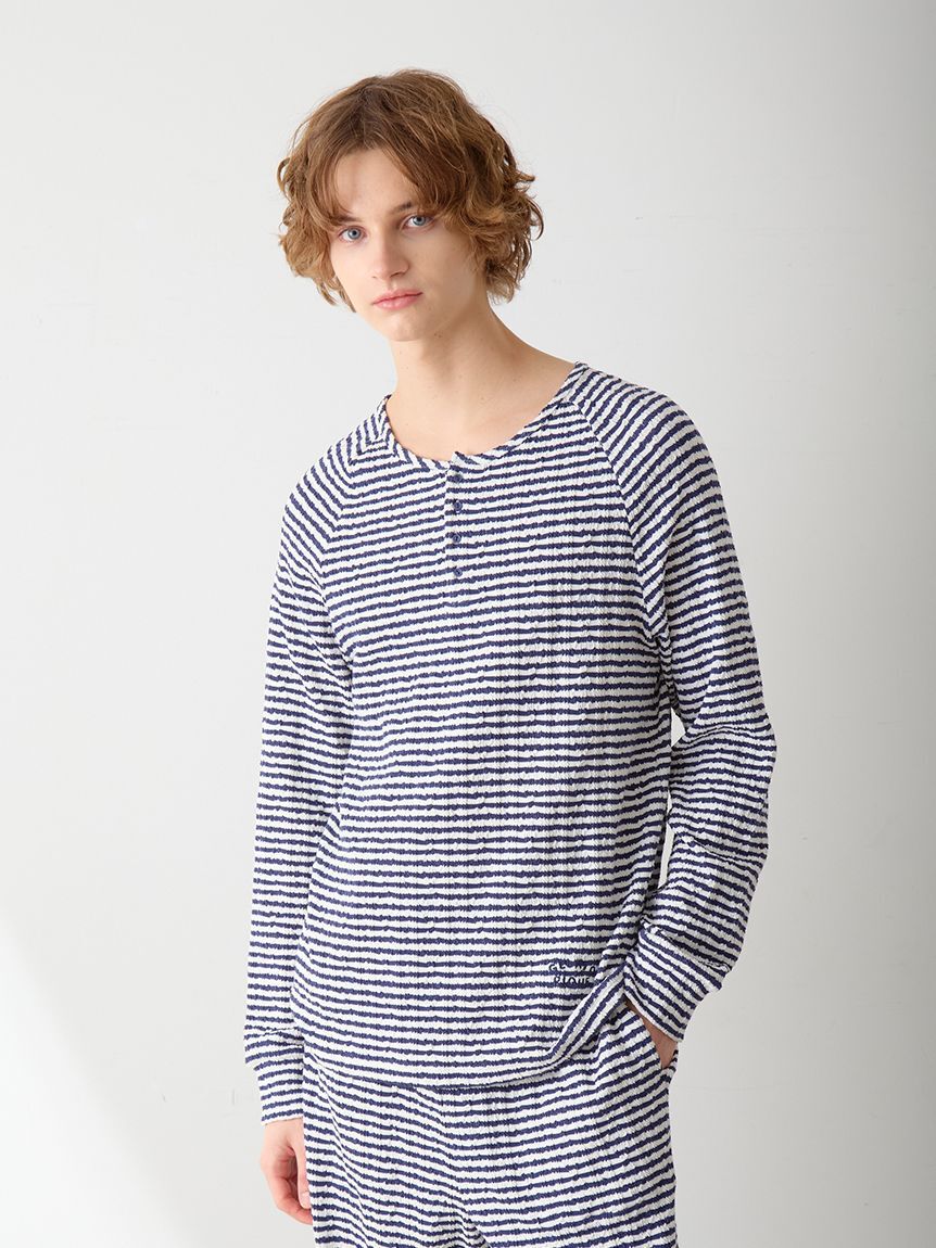 GELATO PIQUE HOMME「【HOLIDAY】【HOMME】ボーダーふくれジャガードロンT」|ルームウェア|