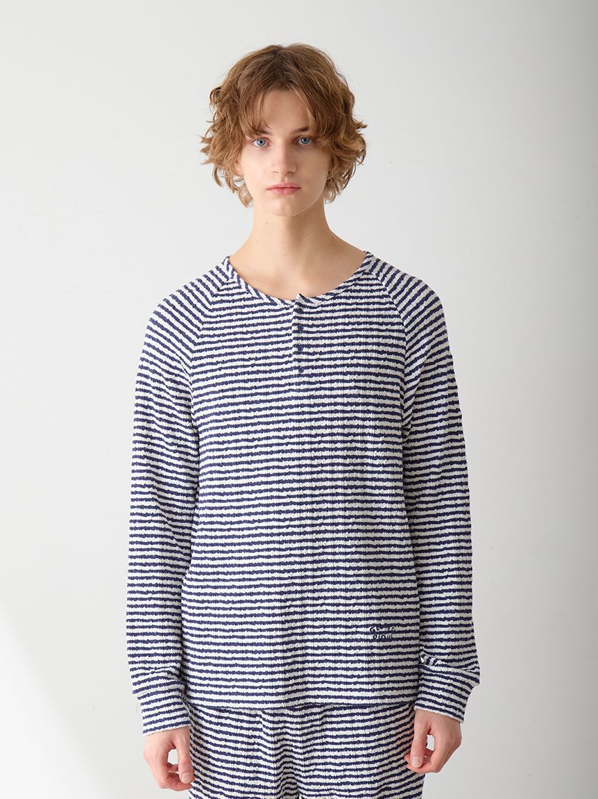 GELATO PIQUE HOMME「【HOLIDAY】【HOMME】ボーダーふくれジャガードロンT」|ルームウェア|