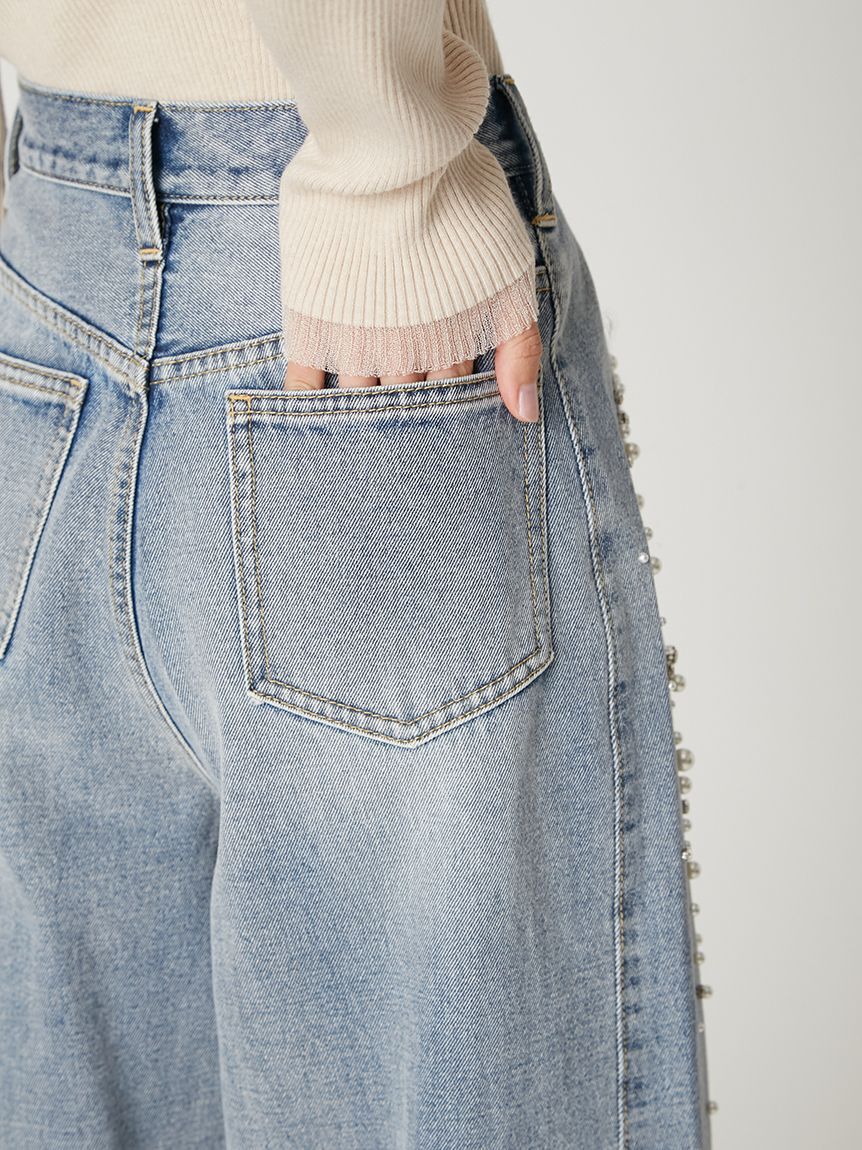 FRAY I.D「ハイウエストビジューデニム」|デニム|