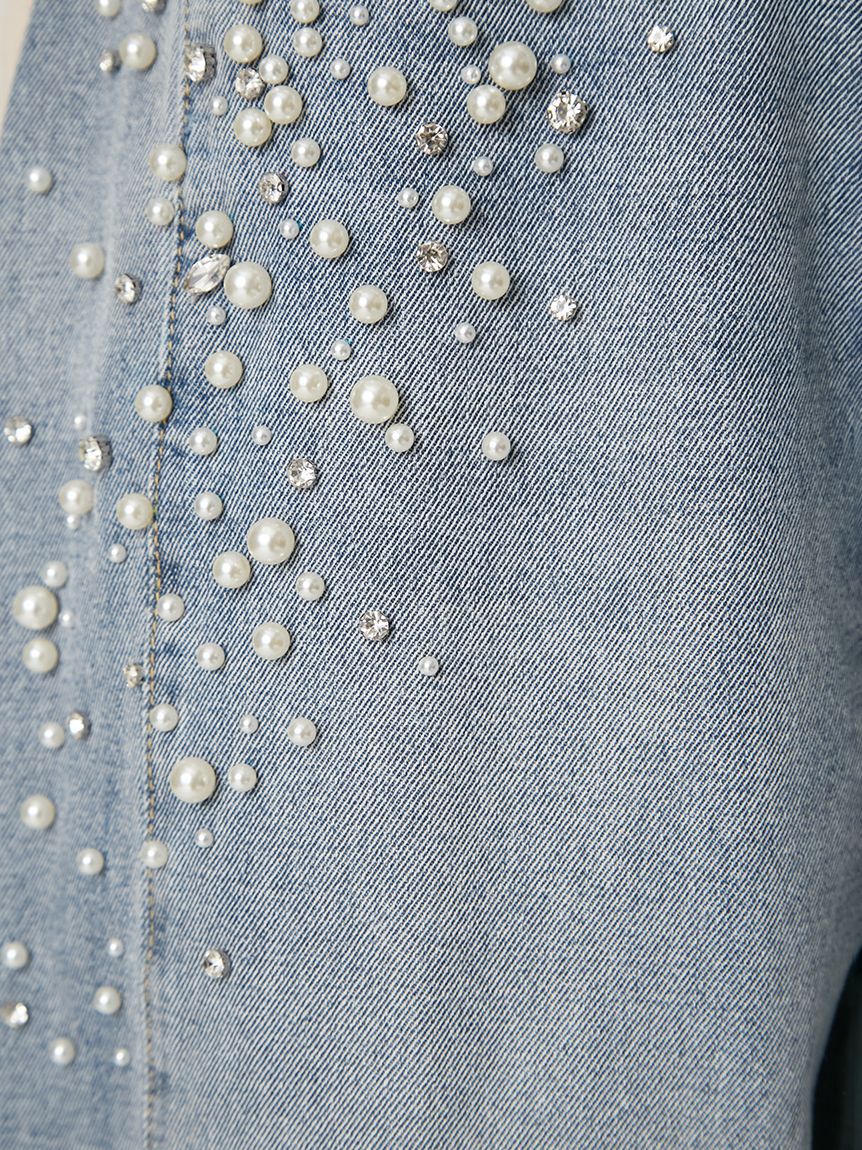 FRAY I.D「ハイウエストビジューデニム」|デニム|