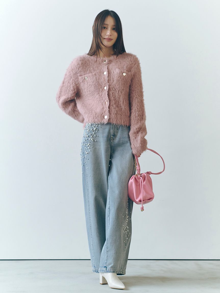 FRAY I.D「ハイウエストビジューデニム」|デニム|