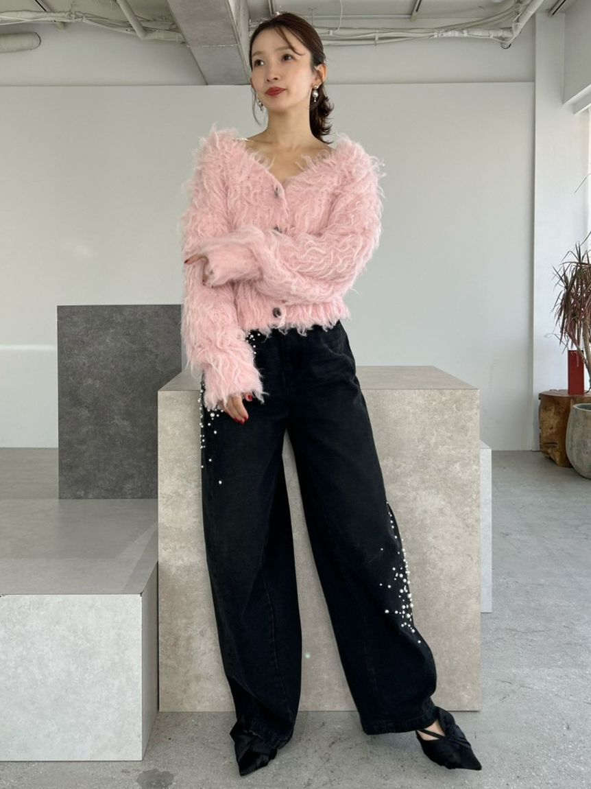 FRAY I.D「ハイウエストビジューデニム」|デニム|