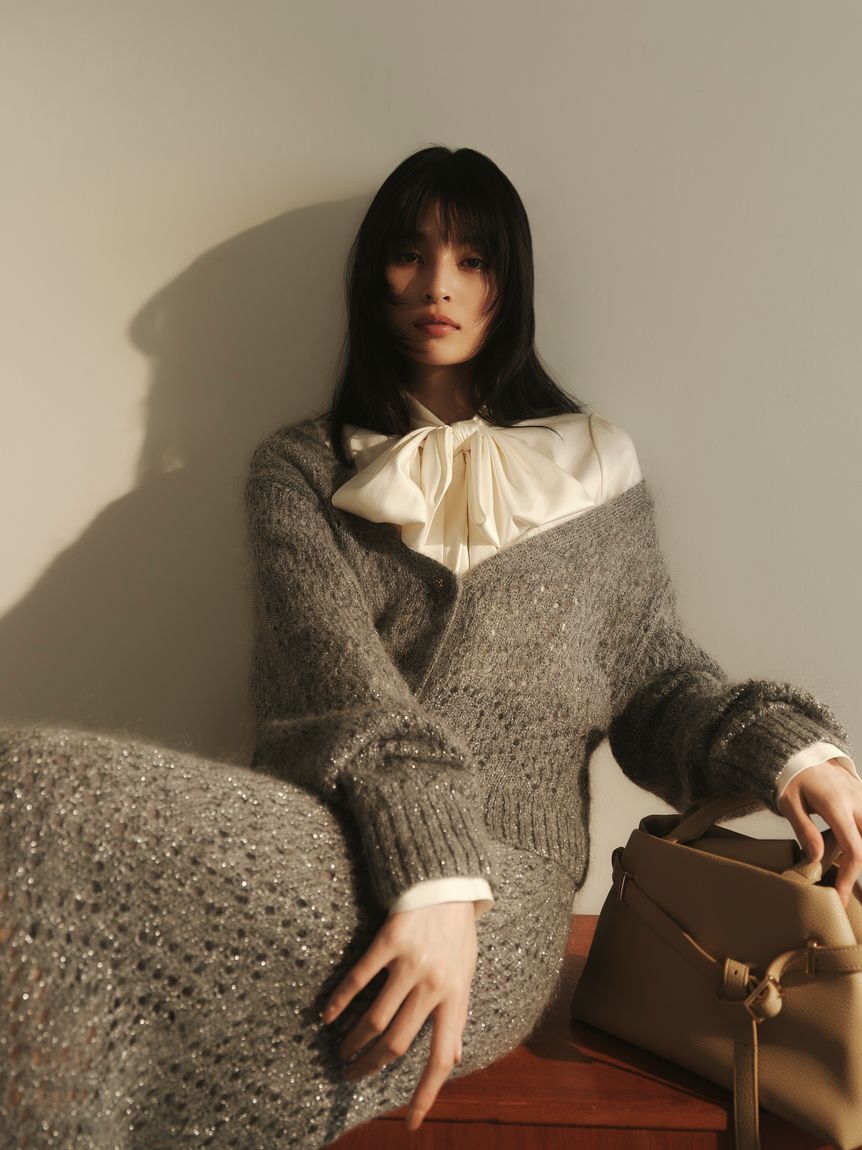 FRAY I.D「モヘアミックスラメニットスカート」|スカート|GRY