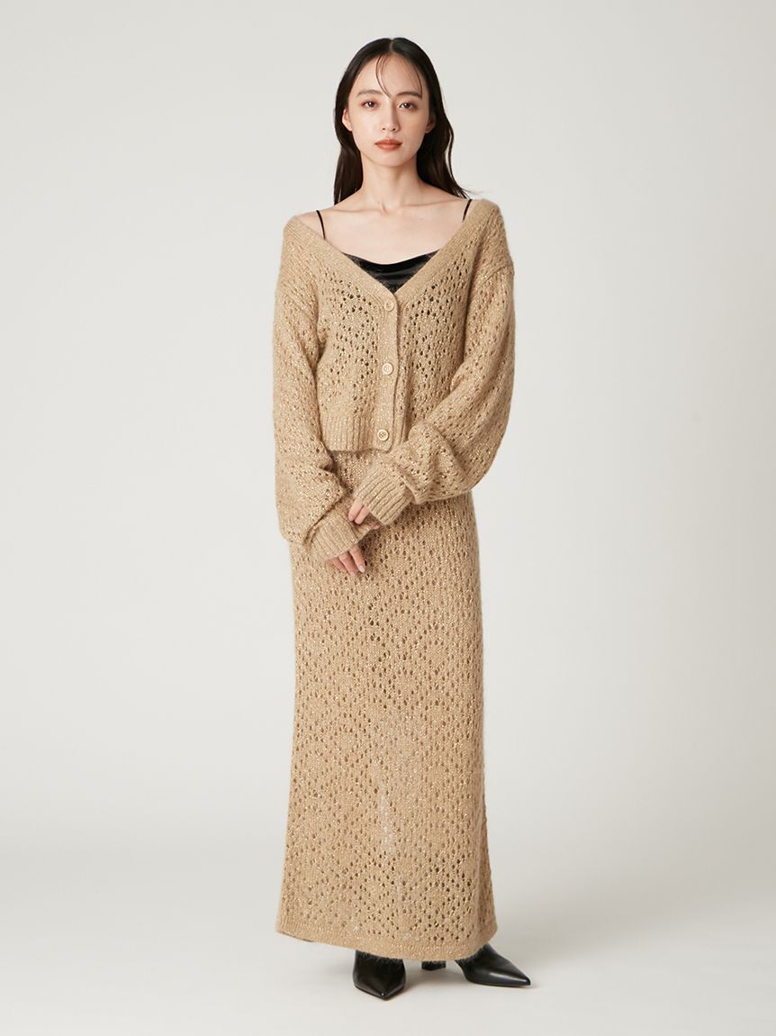 FRAY I.D「モヘアミックスラメニットスカート」|スカート|