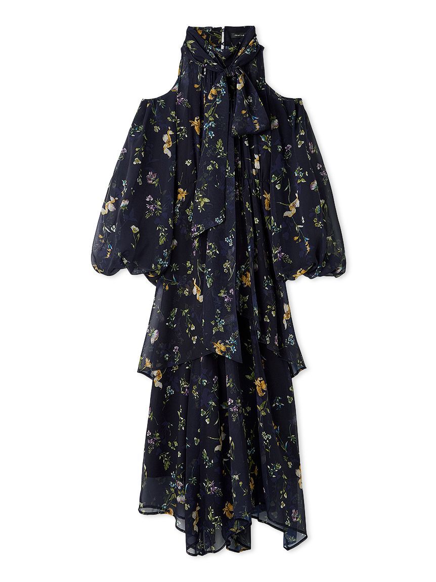 FRAY I.D「【00サイズ】フラワープリントオフショルティアードワンピース」|ワンピース|