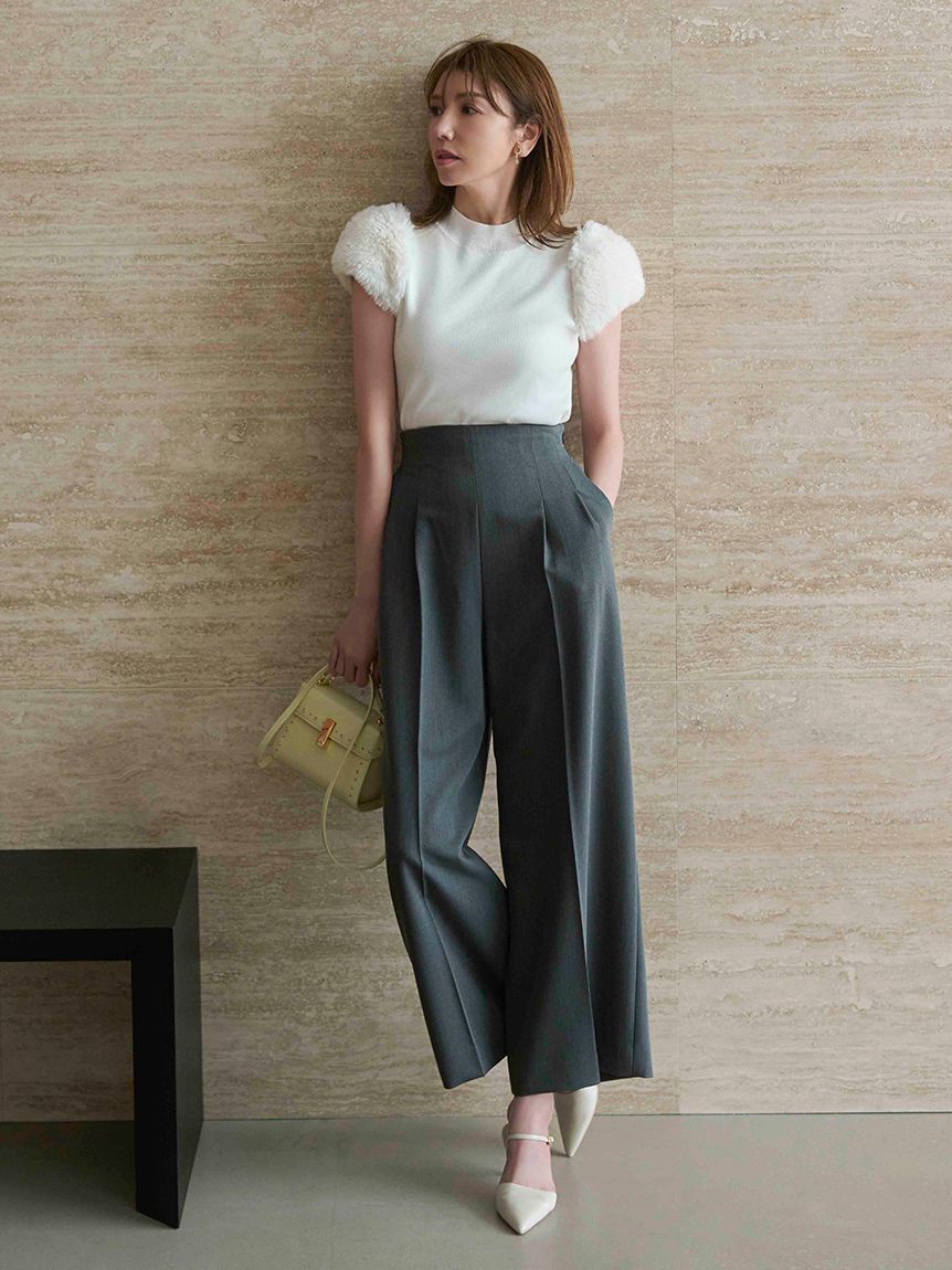 CELFORD「ハイウエストワイドパンツ」|チノ|GRY