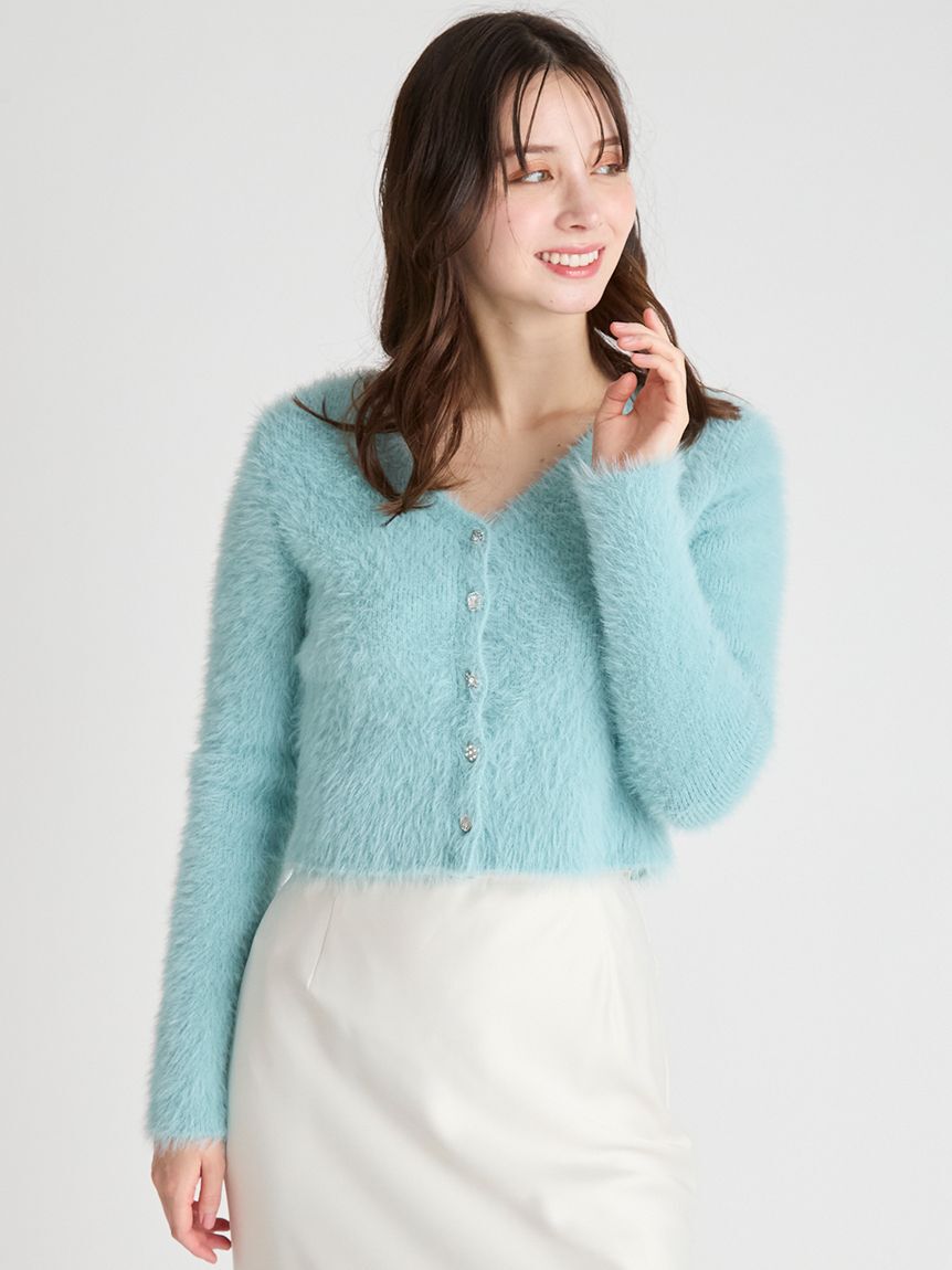 CELFORD「フェザーヤーンビジュー釦カーディガン」|カーディガン|