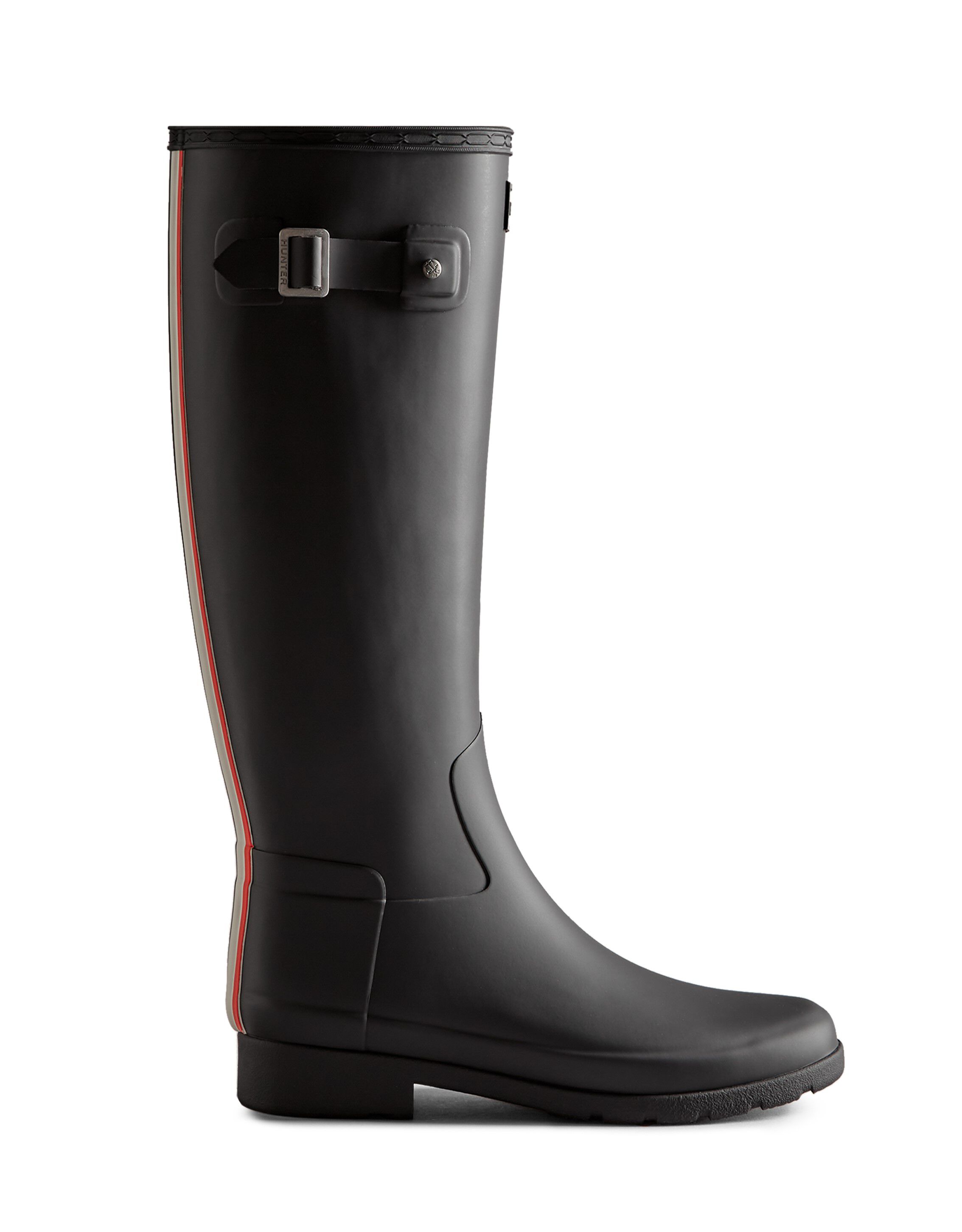 HUNTER「レディース レファインド トール トリ ストライプ バックストラップ ブーツ」|ロングブーツ|