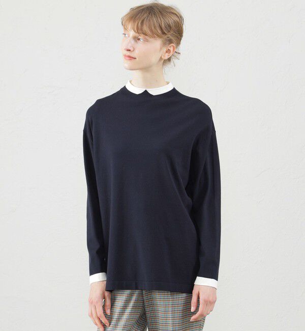 MACKINTOSH PHILOSOPHY「Cleric Collar Knit ワイドフィット」|ニット・セーター|ネイビー