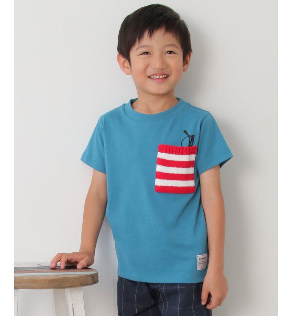 ikka kids「【キッズ】ニットボーダーポケTシャツ（100~160cm）」|Tシャツ・カットソー|